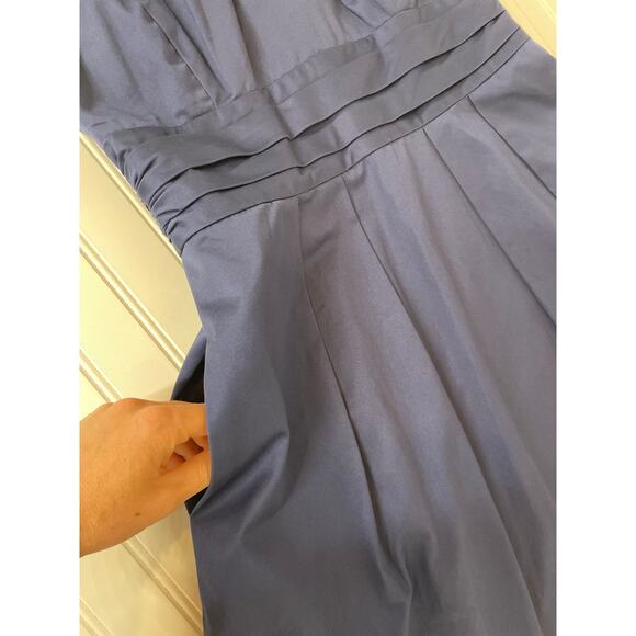 David’s Bridal Twist Y-Neck Halter Mini Fit & Flare Dress Pockets Navy Size 12 - Picture 9 of 9
